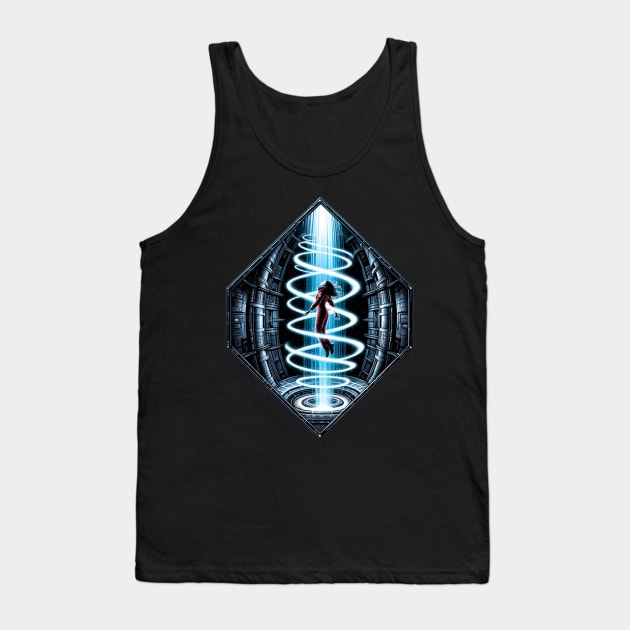 Cosmic Traveler Ascending Through a Vortex of Light - Sci-fi Tank Top by Fenay-Designs